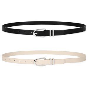 2 Pack Women Skinny Pu Leather Belt Ladies Thin Leather Plus Size Waist 6322